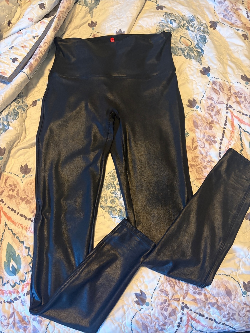 Spanx Black Faux Leather High-Waist Leggings-L